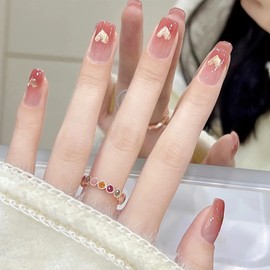 XUZOO Nail Tip, Cute, False Nail, Stylish, Popular, Simple, Bride, 3D, False Nails, Wedding, False Nail Tip, Crystal, Pearl, Flower, Nail Tip, Short, Long, Hand Nail Tip, Nail Sticker, With