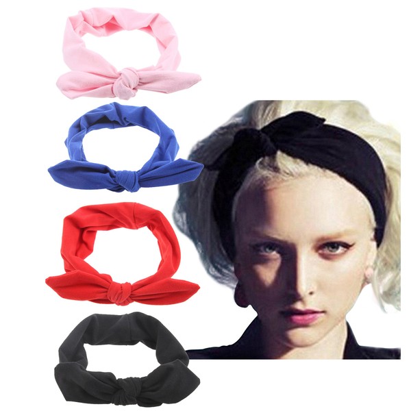 Headbands for Women Criss Cross Boho Floal Style Head Bands for Women's Hair 4 Pack