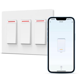 Milfra 3Gang Smart Light Switch Single-Pole 3way 4way smart switch 2.4GHz WiFi，2024 New Model 10A，Works with Siri, Alexa and Google Home，Voice and Remote Control，Neutral Wire Required, No Hub Required