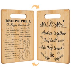 Wedding Gift for Couple,Bridal Shower Gifts for Bride Groom,Happy Marriage&Mr and Mrs Double Sided Engraving Cutting Board Present for Newlyeds Newly Engaged Couples,Gifts for Wedding Shower