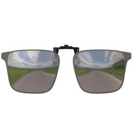 Sun Glasses Clip On Polarised Glasses Attachment Overglasses UV Protection 30630, Silver mirrored, Unit size
