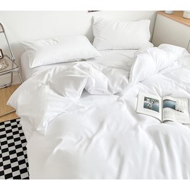 Houseri White Comforter Full Size Fluffy Solid White Bedding Comforters Sets Full Puffy Plain White Cozy Bed Quilts Teen Girls Boys Lightweight Cute Pure White Preppy Dorm Full Size Comforter Set