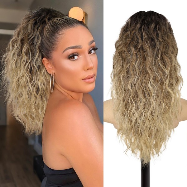 ORSUNCER Claw Clip Ponytail Extension 18 Inch Wavy Pony Tails