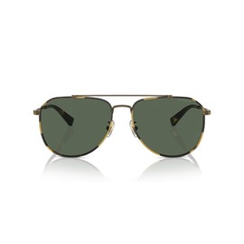 COACH Men's HC7164 Aviator Sunglasses, Antique Gold/Tokyo Tortoise/Green Solid, 59 mm