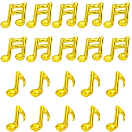 Kawailay 20 Pcs Music Note Foil Mylar Balloons Music Themed Balloons Music Birthday Party Balloons for Birthday Dance Wedding Anniversary Graduation Baby Shower Party Decoration - Gold
