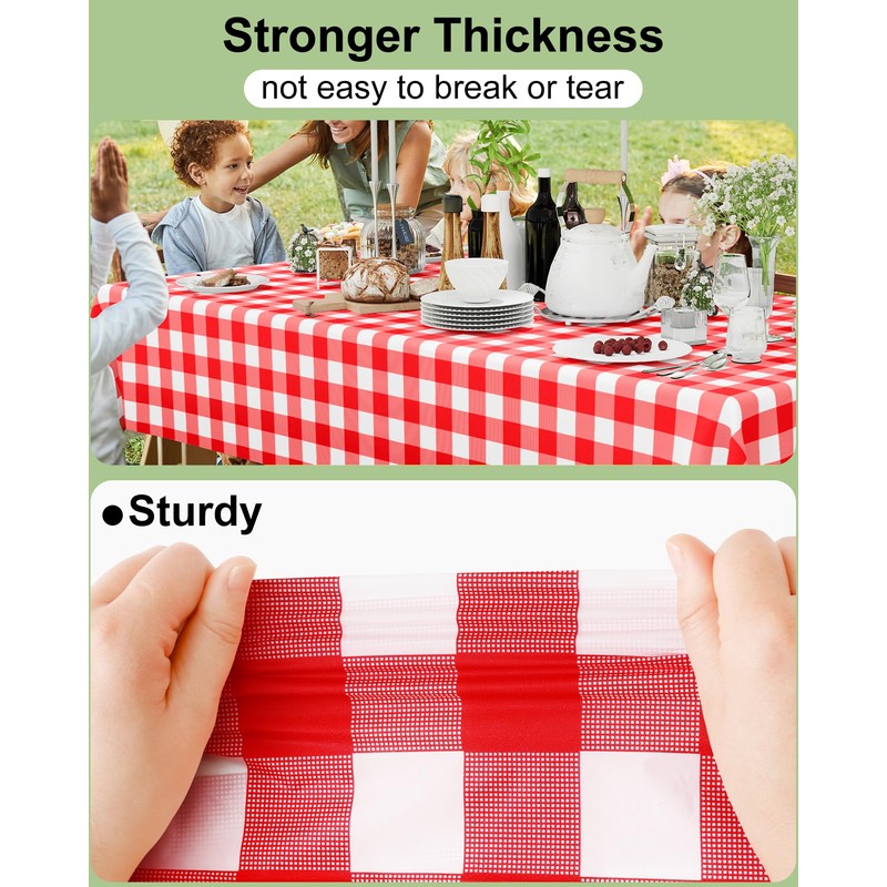 Smiry 8 Packs Gingham Disposable Table Cloth, 54 x 108