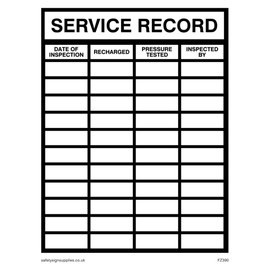 Viking Signs FZ390-A7P-V Fire Equip Service Label, Vinyl, 100 mm H x 75 mm W