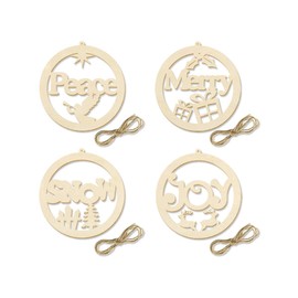 Large Assorted Wooden Paint Your Own DIY Hanging Christmas Tree Ornaments, Set of 4