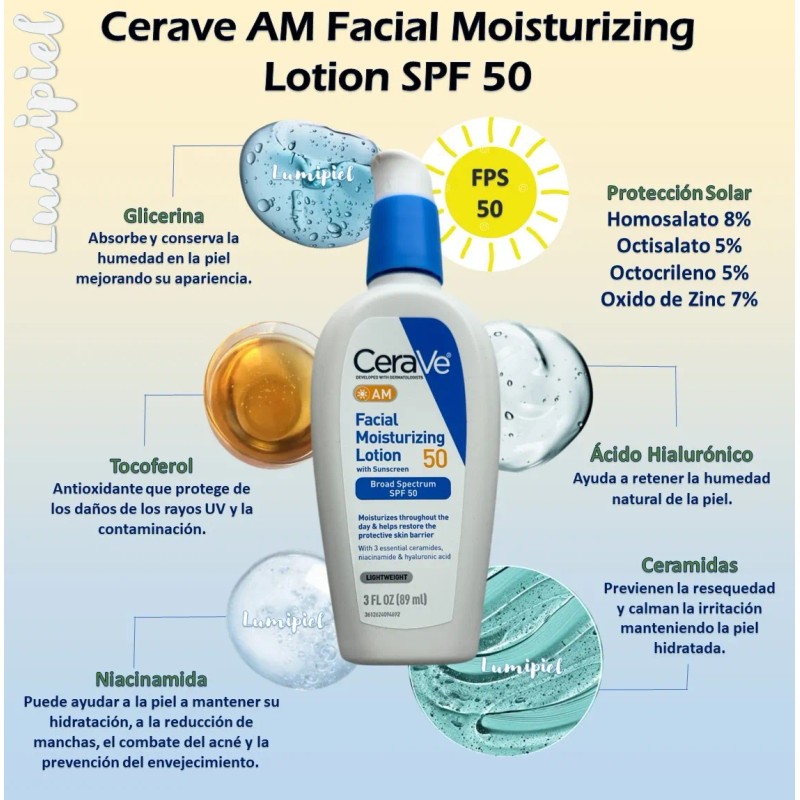 Cerave Am Fps 50 + Pm Hidratante Facial Día +
