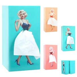 Yylaiire Thick Blue Tissue Box with Flying Skirt, Creative Tissue Box, Charming Retro Girl with Short Skirt, Suitable for Bedroom, Living Room, Office