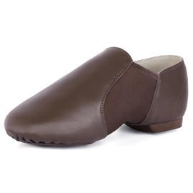 Linodes Leather Jazz Shoe Slip On for Girls and Boys (Toddler/Little Kid/Big Kid) Coffee 12M Little Kid