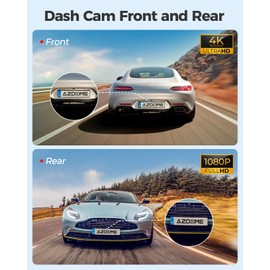 AZDOME AZDOME 4K Dash Cam Front and Rear, 5GHz WiFi GPS, Dual Car Camera, Mini Dashcam for Cars with 64GB SD Card, 24H Parking Mode, Night Vision, WDR, 170° Wide Angle, G-Sensor, App Control, Max 256GB