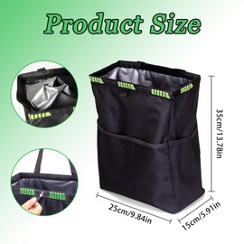 HIAHXC Car Bin Foldable Hanging Car Trash Bin with Storage Pockets Bin for Car Waterproof Car Trash Can Car Accessories Interior (Black)