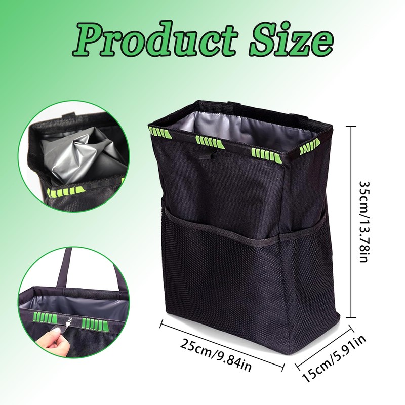 HIAHXC Car Bin Foldable Hanging Car Trash Bin with Storage