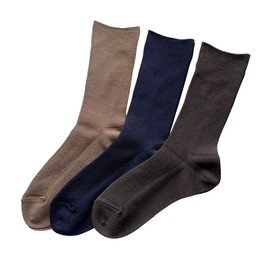 [モードセレクト] ソックス メンズ 夏 ビジネス 靴下 メンズ 夏 涼しい 薄手 ゴムなし 介護ソックス むくみ防止 施設 病院 3足組（色お任せ） M07