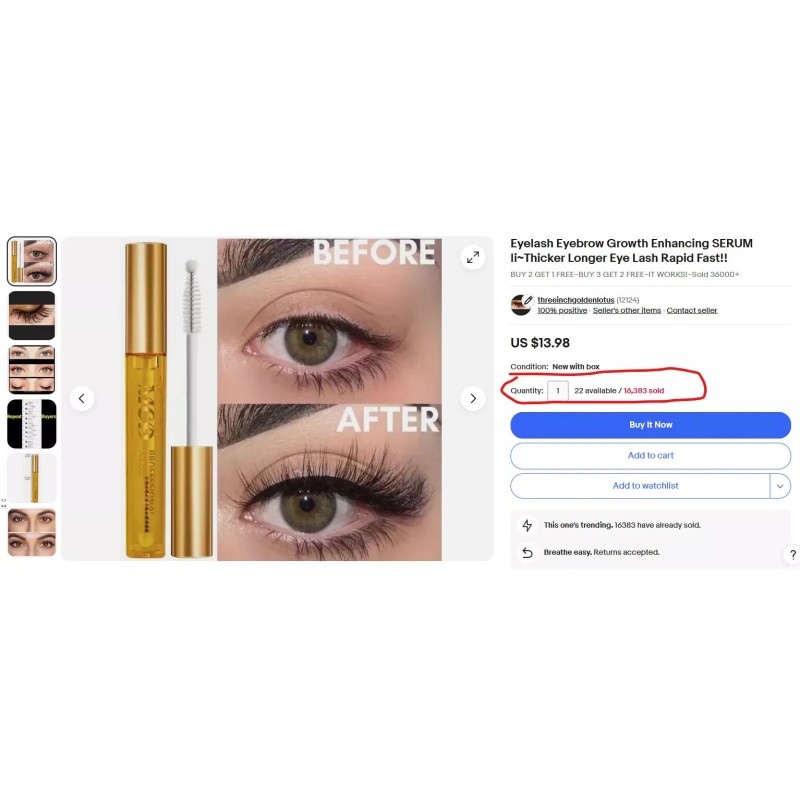 M 4 X Eyelash Eyebrow Growth Serum li~Enhancer~Ra<wbr/>pid Eye Lash