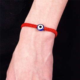 Fesciory Evil Eye Bracelets for Women, 2Pcs Adjustable Red String, 7 Knots Braided Lucky Thread, Hamsa Hand Amulet Bracelets for Men Women Jewelry Gifts (Square Knot 1pc)