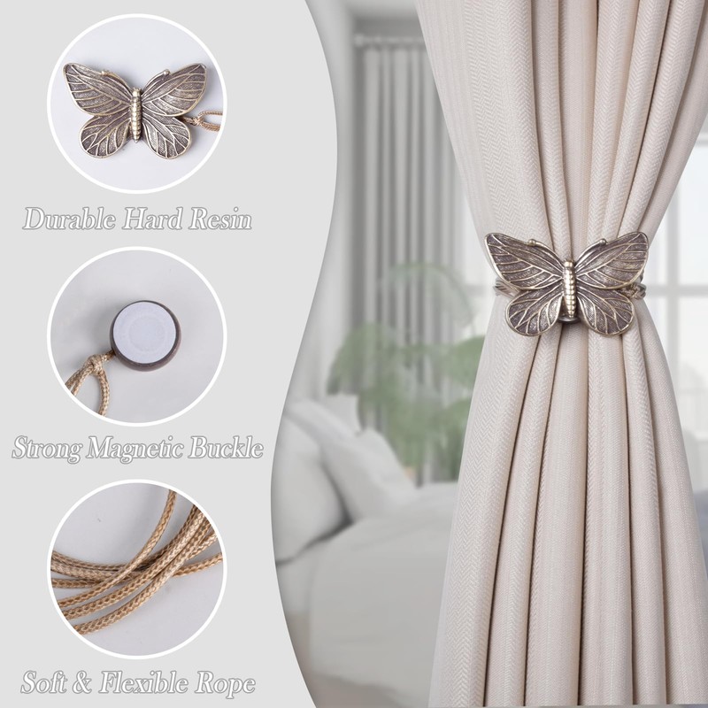Dalababa Magnetic Curtain Tiebacks, 1 Pair Resin Drapery Holdbacks, Retro