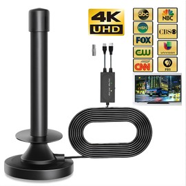 Vtizikl TV Aerial - Indoor TV Aerials with Signal Booster, Freeview Indoor TV Aerial 360 degree Range Reception, Aerial for Smart TV for 4K/1080P, Strong Magnetic Base, Compatible with All TVs