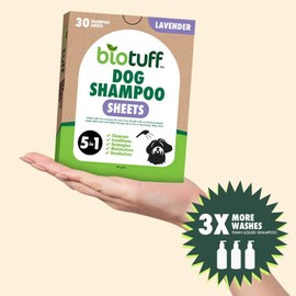 Biotuff Dog Shampoo Sheets - Water Activated Wash Sheets for Dogs - Gentle & Convenient Cleaning - Travel Friendly, Lightweight & Easy to Use - Ideal for All Breeds | 30 Sheets