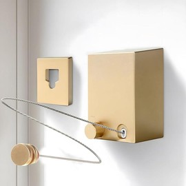 Retractable Clothesline, Retractable Clothesline Indoor, Stainless Steel Travel Clothesline, Not Sagging, Suitable for Balconies, Courtyards, Laundry Rooms, RVs, Yachts, etc Gold - Color: Gold