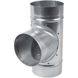 HVAC OV 90° Degree Ø4 x 4 x 4 Inch T Shape Duct Splitter - Metal 3 Way Fitting Adapter - Galvanized Steel Round Duct Hose Dryer Branch - Home, Industrial, Heating HVAC Ventilation - Ducting Connector