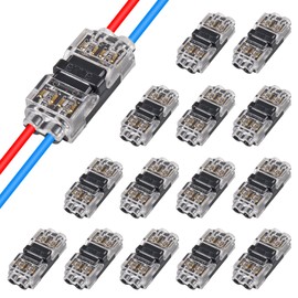 15Pcs Low Voltage Wire Connectors 2 Way Quick Solderless Wire Splice I Type Terminals Block Automotive Reliable 2 Pins Connection Universal fits 20-24 AWG for Car,LED Lighting, Vehicle Audio Video