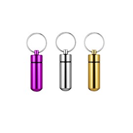 Waterproof Aluminum Pill Box - 3pcs Pocket Pill Case - Small Pill Boxes Organiser - Portable Container Keychain Pill Holder - Portable Mini Pill Boxes (Purple+Silver+Gold)