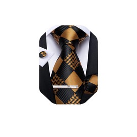 DiBanGu Necktie, Striped Necktie, Handkerchief, Cufflinks, Tie Pin Set, For Weddings, Business, School Entrance Ceremony, Graduation, Year End Party, Free size