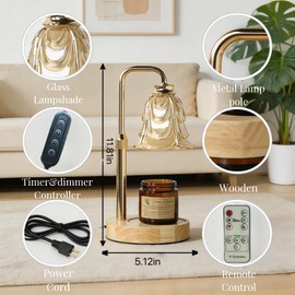 ilhuihui Candle Warmer Lamp with Timer and Wireless Remote Control,Dimmable Candle Warmer for Jar Candles,New Home Decor,Birthday Gifts for Women Mom, House Warming Gifts New Home Decor with 2 Bulbs