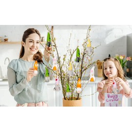 BRUBAKER Set of 6 Wooden and Knitted Gnome Decorative Pendants - Funny Easter Pendants Gnomes with Beard - Colourful Spring Decoration - approx. 3.9 inches (10 cm) Easter Decoration in Gift Box