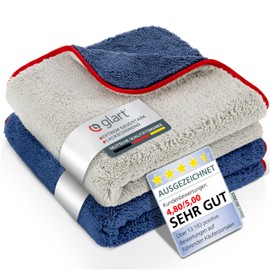 Glart Set of 2 Microfibre cloths, for polishing, windshields, cockpit, polishing & drying on car, motorcycle, microfibre polishing cloth varnish, 40 x 40 cm
