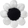 1" White Daisy Flower with Black Center - Embroidered Iron