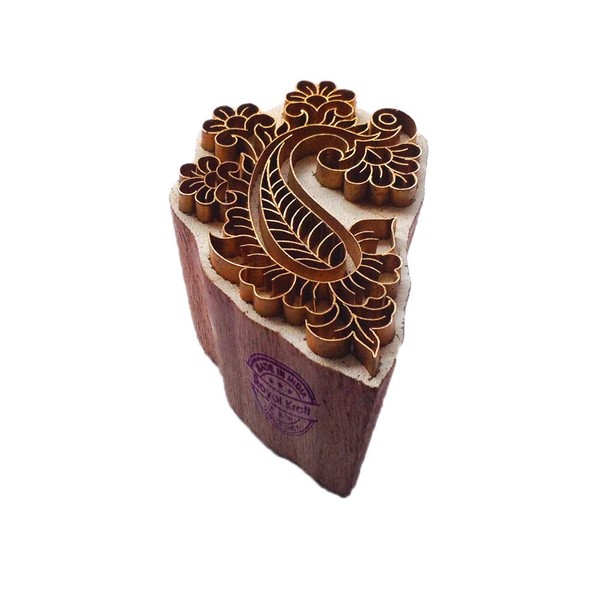 Retro Wooden Block Brass Paisley Designs Clay Printing Stamp