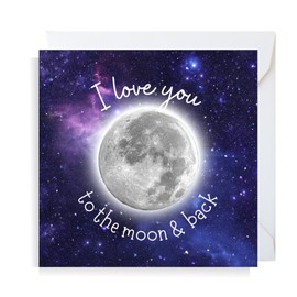 Second Ave I Love You To The Moon & Back Square Birthday Valentine's Day Christmas Xmas Greetings Card
