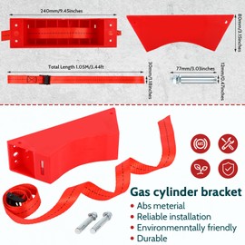 TrelaCo 6 Pcs Propane Tank Holder Gas Cylinder Wall Mounted Bracket Nitrogen Tank Holder with Screws and Safety Chain Supported 41 Inch for 4"-12" Diameter Nitrogen Tank(Red)