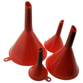 ROAD GENIE 4-Piece Stacking Funnels | Ranging 3.75" (9.5 cm) to 6" (15.2 cm) | Vibrant Red | Durable Plastic | Multi-Use for Home & Auto