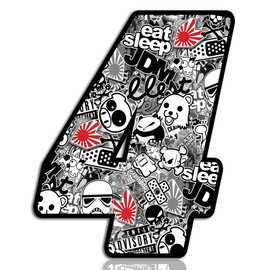 Racing Number № 4 Stickers Bomb Decal N 344