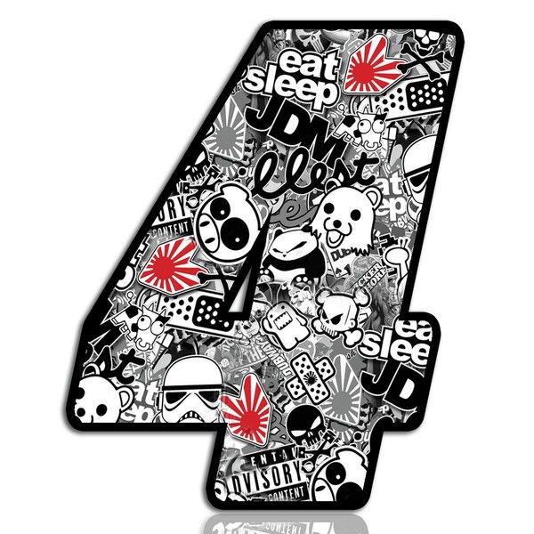 Racing Number № 4 Stickers Bomb Decal N 344