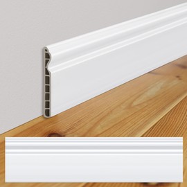 Briwooody 10 Pcs 39.4in x 3.5in Wall Baseboard Molding Trim PVC Skirting Board Wall Base Accent Cove Base Easy DIY Installation for Room Office, Installed with Glue Not Include, White