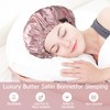 Double Layer Adjustable Satin Pink Sleeping Bonnets For Women, Shower
