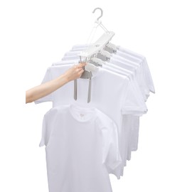 CBJAPAN Kogure THE HANGERS Laundry Dryer, Clothes Hanger, 8 Tiers, White x Gray, Does Not Stretch the Neck, Slide Adjustment to Fit Shoulder Widths, One-Touch Capture, White x Gray