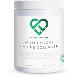 Wild-Caught Marine Collagen by LLS | Derived from North Atlantic Cod, Haddock and Pollock Skin | 300g - 30 Servings | Unflavoured | Love Life Supplements - 'Clean, Effective, High Quality'
