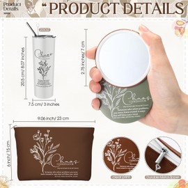 Geiserailie 4 Set Housekeeping Week Gifts Chaos Coordinator Cup Stainless Steel Tumbler Canvas Makeup Bag Pocket Mirror Thank You Gift for Employee Appreciation Coworker Staff Nurse (Colorful)