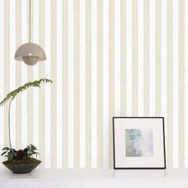 Tomete Beige and White Striped Wallpaper Peel and Stick Modern 17.3"x197" Self-Adhesive Removable Wallpaper Work in Bedroom, Kitchen, Vinyl Film for Cabinets Waterproof, Easy to Clean/Match/Install