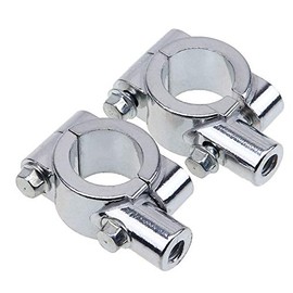 Topxome 1 Pair Universal 8mm/10mm Motorcycle 7/8" Handle Bar Thread Mirror Mount Holder Adapter Aluminum Clamp Mirrors Adapter Silver (10mm)
