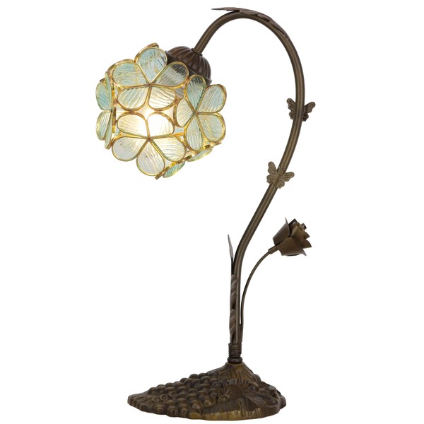 Tiffany Lamp Table Lamp Green Petal Stained Glass Small Desk