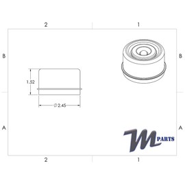M-Parts 2 2.5" (2-1/2") EZ-Lube Dust Caps/Grease Caps with Rubber Plugs, 2.45" X 1.52" X 1.18", Outer Diameter: 2.441", DC-250L (2 Included)