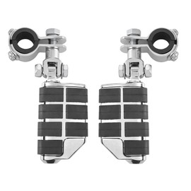 Highway Pegs Universal Adjustable Motorcycle Foot Rest Pegs w/Mount Clamp Kit For Harley Touring Road King Street Glide Yamaha Suzuki Kawasaki 25mm 32mm 34mm Engine Guard Accessories(Chrome Style)