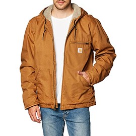 Carhartt Mens Relaxed Fit Washed Duck Sherpa-Lined Jacket Work Utility Outerwear, Carhartt Brown, XX-Large US